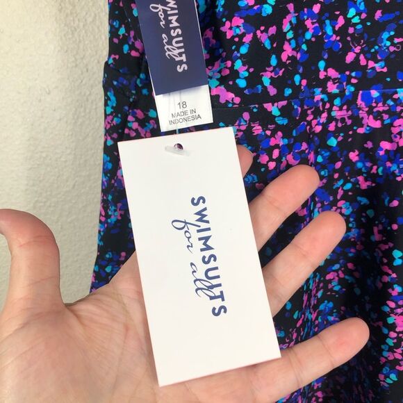 Swimsuits For All Padded Tankini Top Swim Wear Multicolored Confetti Print 18 - Picture 9 of 9